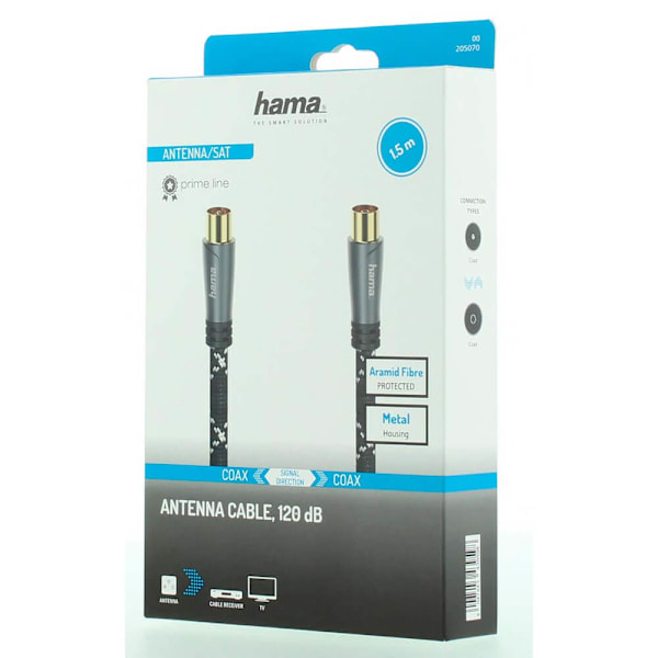 HAMA Antennkabel 120dB Svart/Grå 1.5m