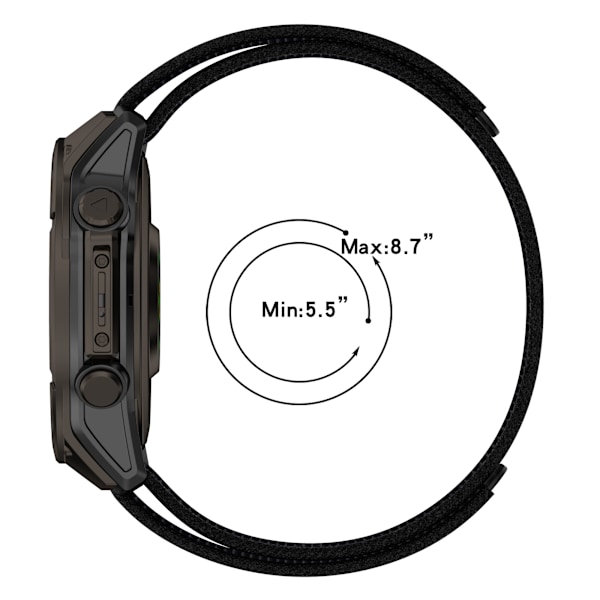 Garmin Nylon kellon ranneke tarranauhalla - 26 mm musta Musta