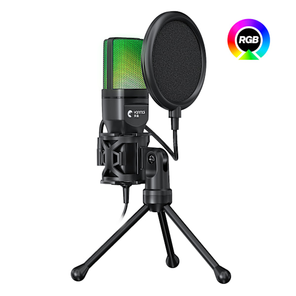 RGB Gaming Mikrofon - Hög Känslighet & Flexibel