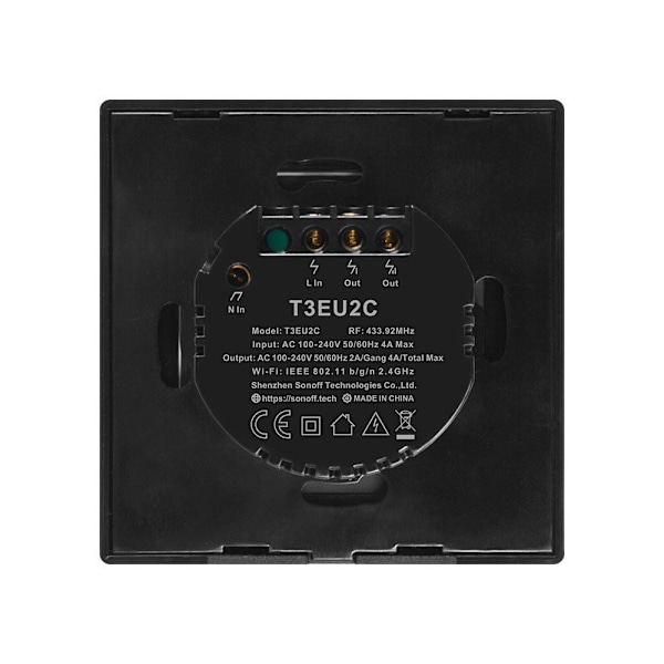 Touchljusomkopplare WiFi + RF 433 Sonoff T3 EU TX (2-kanals)