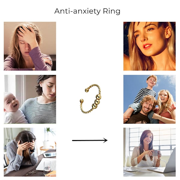Justerbar antistressring med roterbara pärlor Guld