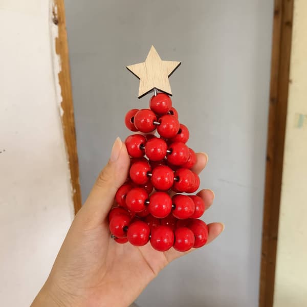 Miniatyr Pärlbroderad Julgransprydnad - Festlig Bordsdekoration Red Red