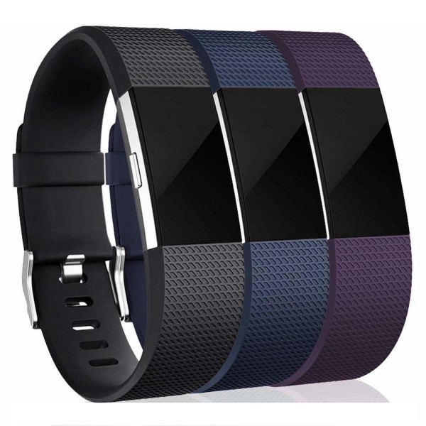 Fitbit Charge 2 armband silikon 3-pack (S) Svart/Blå/Lila