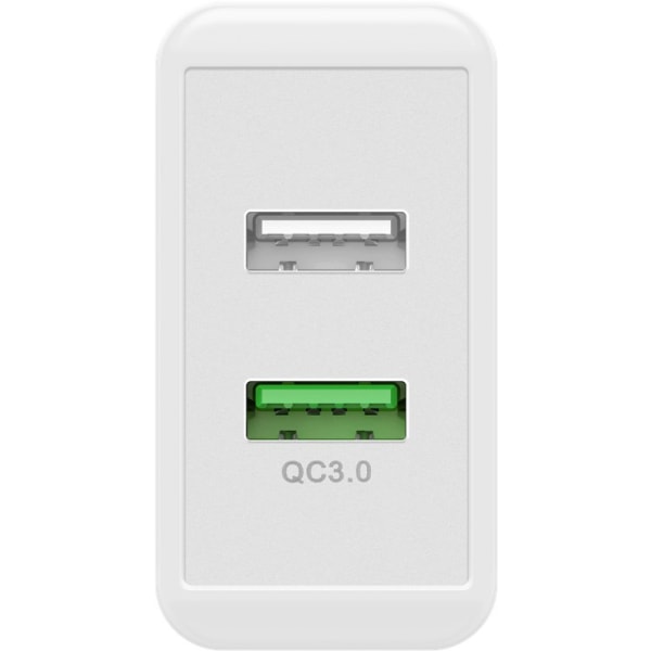 USB-A QC dubbel snabbladdare (28 W) vit