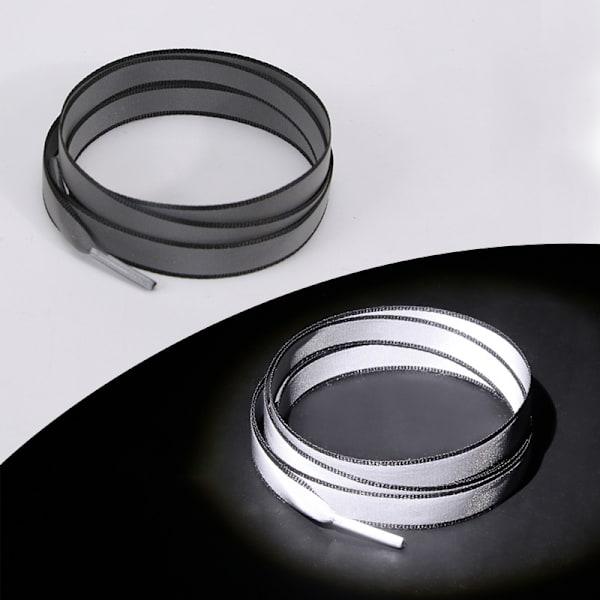 2 par reflekterende snørebånd - 8 mm brede Sort L