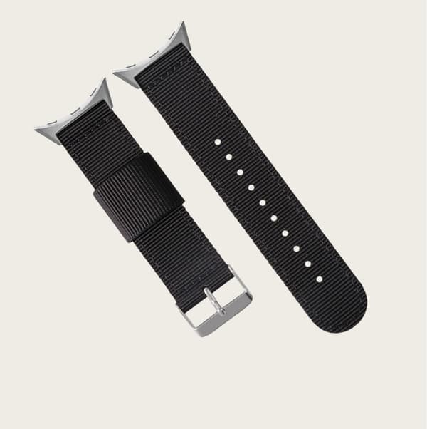 Nailonpunottu ranneke Google Pixel Watch 1/2/3:lle Black Black