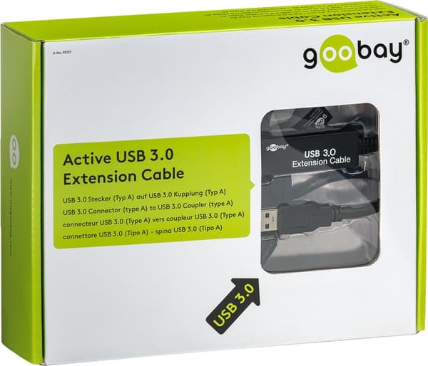 Aktiv USB-A-förlängningskabel, 5 m, svart