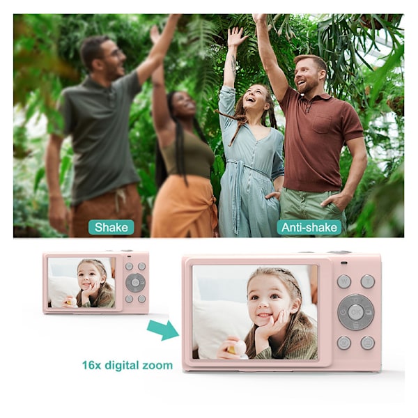 Digitalkamera 2.7K/44MP/16x Zoom/Anti-Shake/Webcam Svart