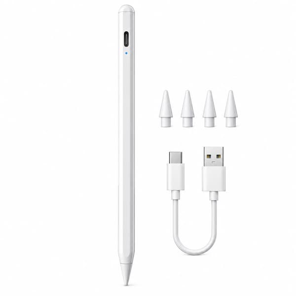 Universal Stylus kynä iPadille, jossa 4 kärkeä White White