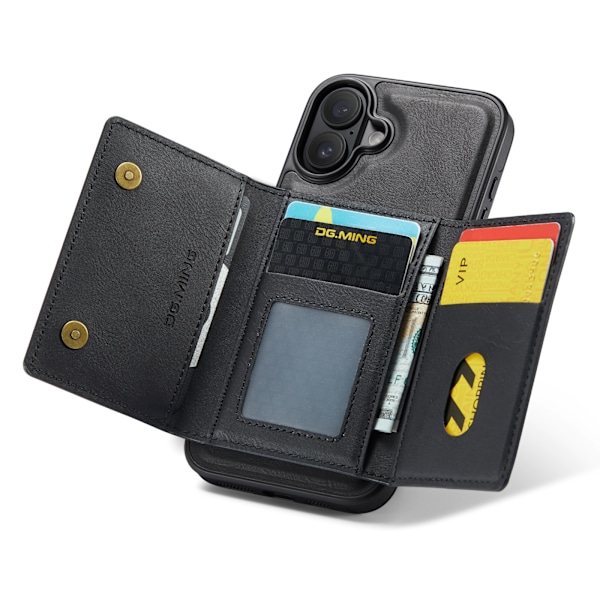 2-i-1 Magnetic Wallet Case til iPhone 16 Pro Max - Sort (M5 Combo)