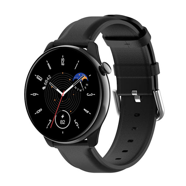 INF Klockarmband i Äkta Läder Samsung Galaxy Watch 5/5 Pro/4/4 Classic/3 41 mm, Huawei Watch GT3 42 mm/GT2 42 mm, Huami Svart 20 mm