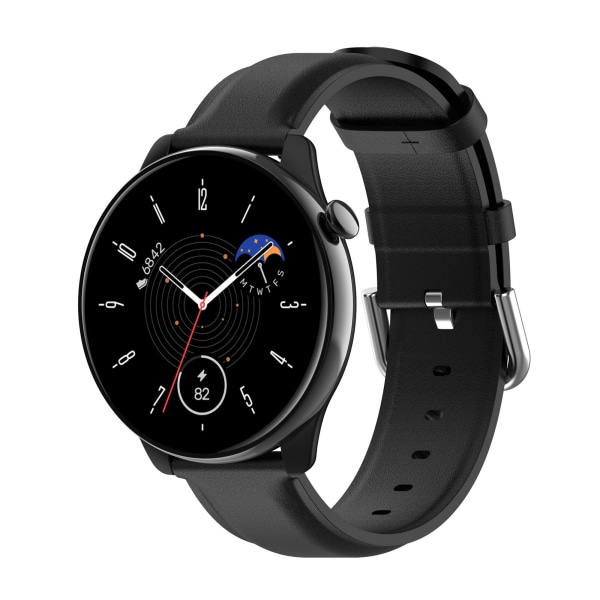 Urrem i ægte læder Samsung Galaxy Watch 5/5 Pro/4/4 Classic/3 41 mm, Huawei Watch GT3 42 mm/GT2 42 mm, Huami Amazfit GTR Sort 20 mm