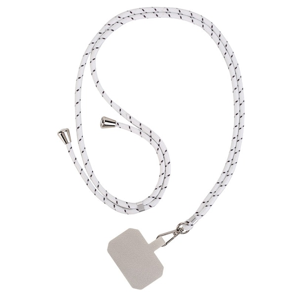 Stilfuld TPU-telefon lanyard med patch Hvid