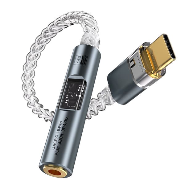 BA23 USB-C til 3,5 mm lydstikadapter med indbygget DAC Grey Grey