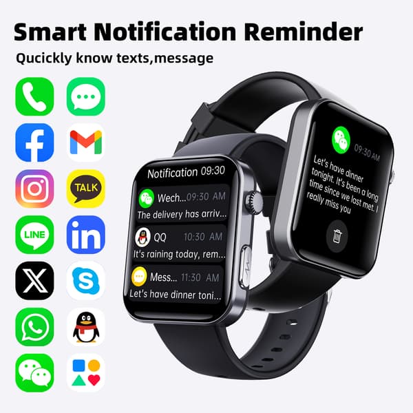 Smartwatch - Måler puls, blodtryk, ilt i blodet og skridt Black and Grey strap Black and Grey strap
