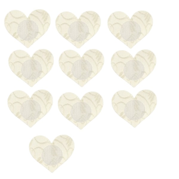 10 par hjerteformede nippelpuder med blonder Hvid