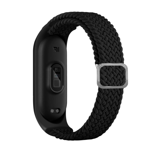 Kellon ranneke nylon Xiaomi Mi Band 3/4/5/6/7/NFC:lle Musta