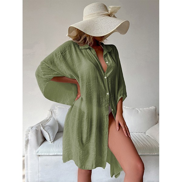 Stilfuld Cardigan Cover-Up i Bomuldsblanding Grøn