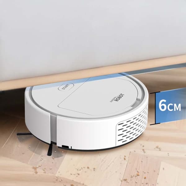 Mini Smart Robotdammsugare - 3-i-1 Sopning, Dammsugning & Moppning White White