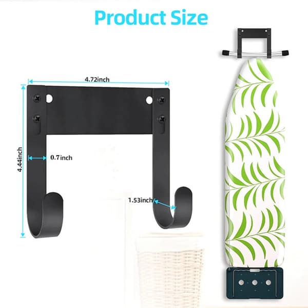 Adjustable Wall-Mounted Ironing Board Bracket - Black Metal Holder kompatibelt med T och Y ben