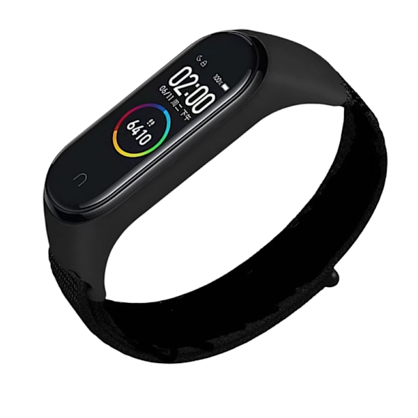 Klockarmband i Nylon för Xiaomi Mi Band 3/4/5/6/7 Svart