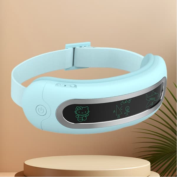 Smart Øjenmassager med Lufttryk, Varme, Vibration, Bluetooth Musik & Stemmeudsendelse - Lindring og Afslapning Blue Blue