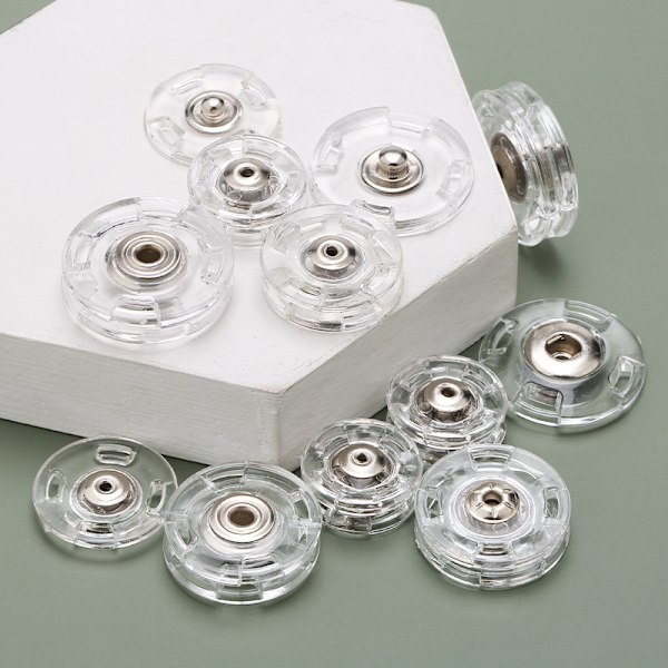 Usynlige Trykknapper, 25 mm (10 stk.) Gennemsigtig