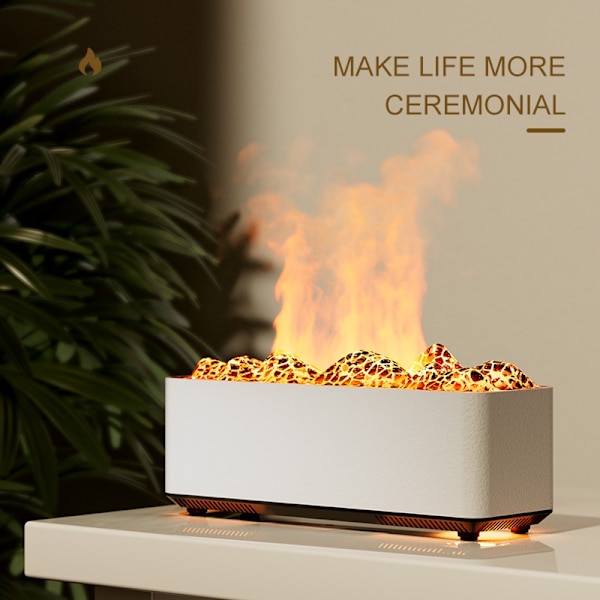 Dual Color Flame Aroma Diffuser Luftfugter - Skab en afslappende atmosfære White White
