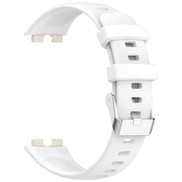 Blød silikonerem til Huawei Band 10/9/8 (metalsnøre) White White