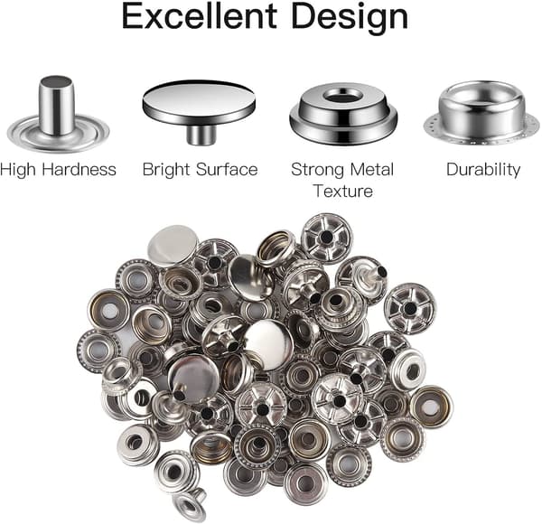 15 mm Snäpplåssats - Verktygssats med Snäppknappar Silver Silver