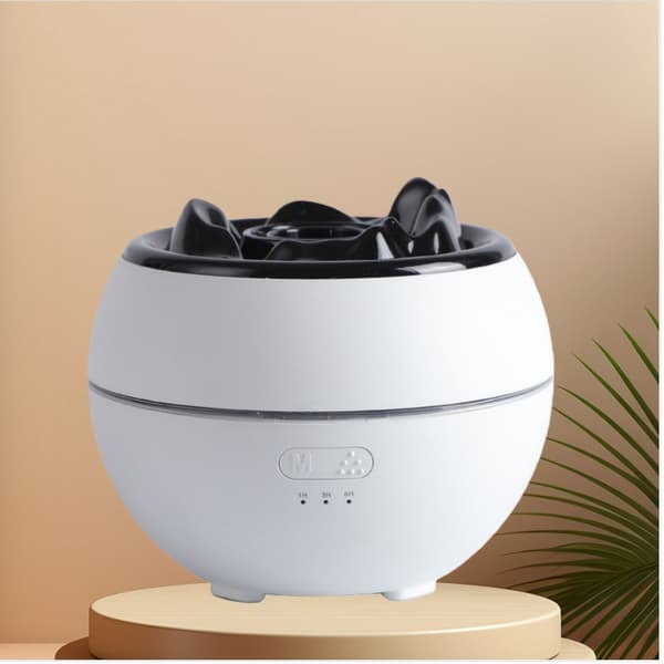 Aroma Diffuser med Flammefekt og Luftfugter - Ultralyd Æterisk Oliediffuser med Simuleret Flammelys White White