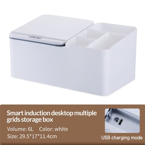 Smart Sensor Elektrisk Bordvævskasse - USB Genopladelig & Multi-rum Opbevaring Grey Grey