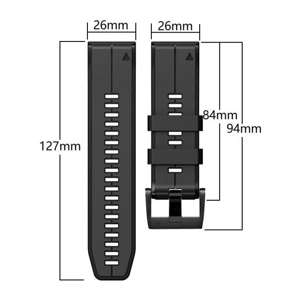 26 mm mjuka silikonarmband för Garmin Fenix 6X/Fenix7X/7X pro, C Svart