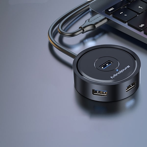 0.3m 4-Port USB 3.0 Hub - Rund Splitter til Hurtig Dataoverførsel