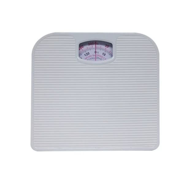 Mechanical Bathroom Scale with Dual Scale Analog Dial and Non-Slip Leather Surface 130kg Capacity White White