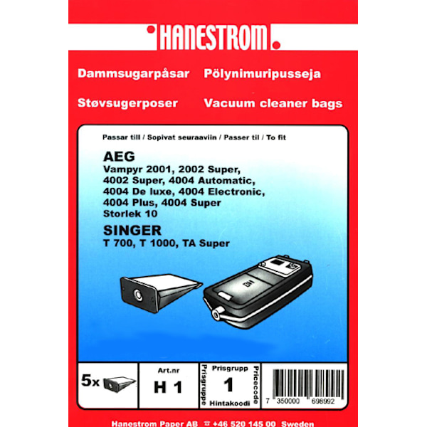 Dammsugarpåsar AEG VAMPYR 2001