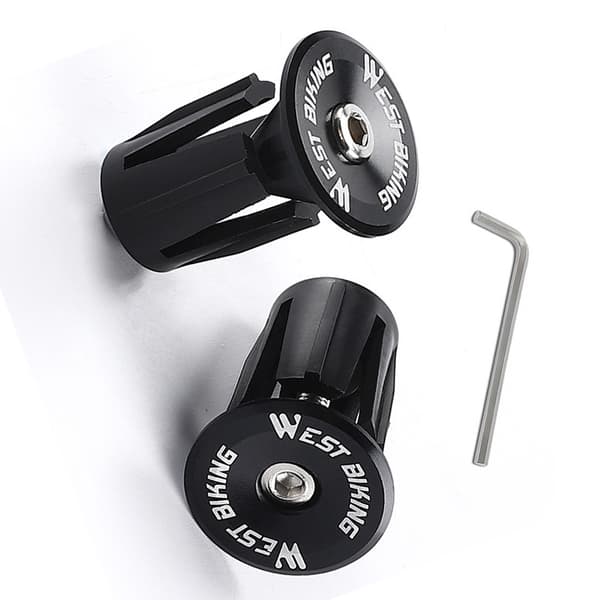 Aluminiumslegering Cykelstyr Endepropper med Skruenøgle Black Black