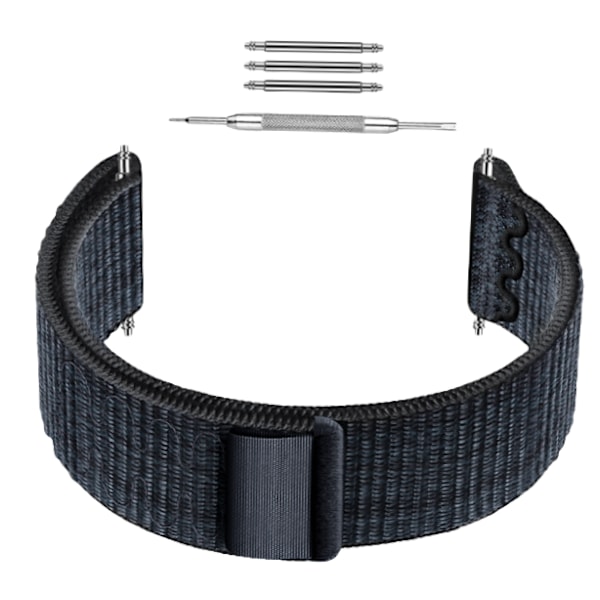 Garmin-kompatibelt nylonarmband 22mm - Forerunner 245/255/265M Svart + Blå