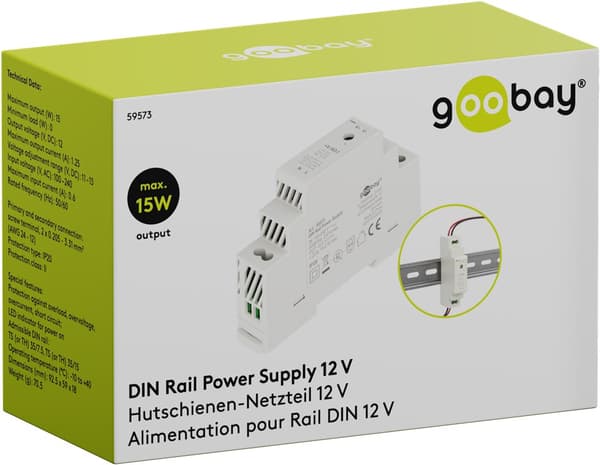 Virtalähde DIN-kiskoon 12 V, 1,25 A, 15 W