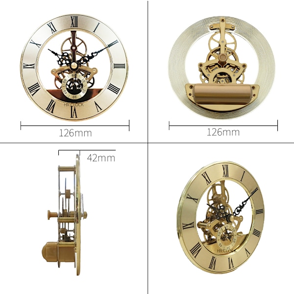 126mm Guld Klockrörelse - Transparent Växeldesign