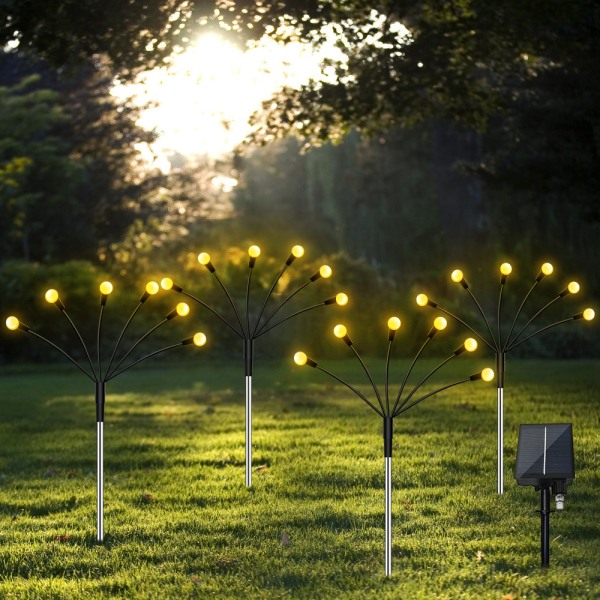 Solar Powered Firefly Lights 10 LEDs 4-Pack Varm vit
