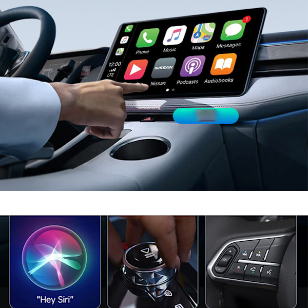 BY967S Trådlös CarPlay & Android Auto 2-i-1 Adapter Svart