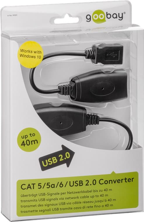 USB-förlängningsadapter upp till 40 m via CAT-kabel