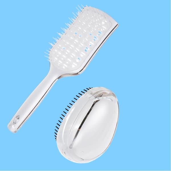 Högkvalitativ Volymgivande Hårstyling Borste Set (2 Delar) - Utrassling & Skalpmassage Silver Silver