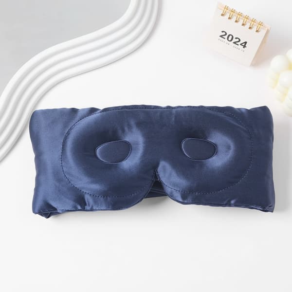 Dobbeltsidet silkeøjenmaske til søvn og rejser NavyBlue NavyBlue