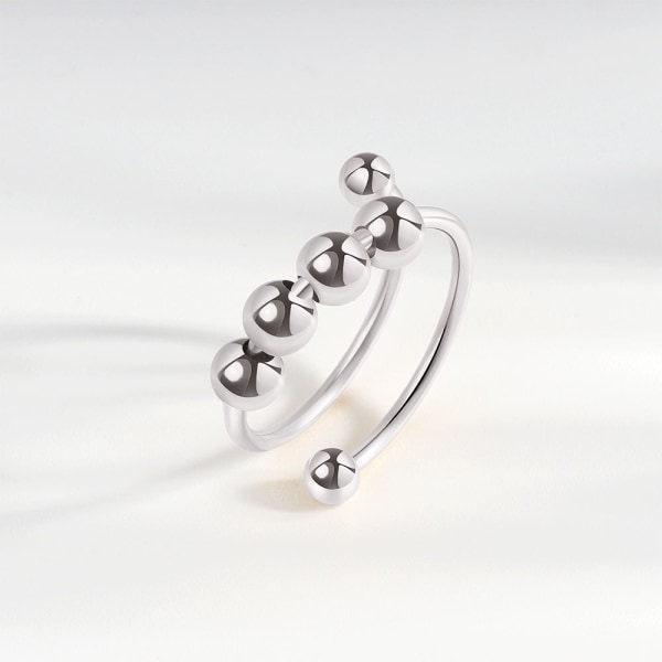 INF Justerbare anti-stress ringe med drejelige perler 3-pak Sølv Sølv S