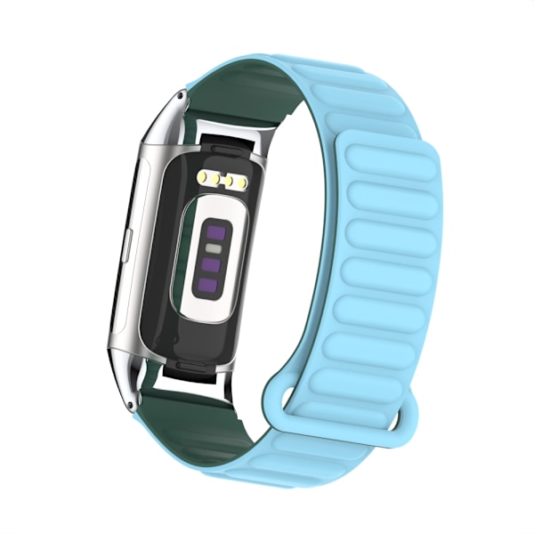 Stilfuldt magnetisk silikonearmbånd til Fitbit Charge 6 Blå