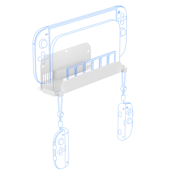 Switch2 Konsolin Seinäteline Pelien Säilytyksellä Valkoinen