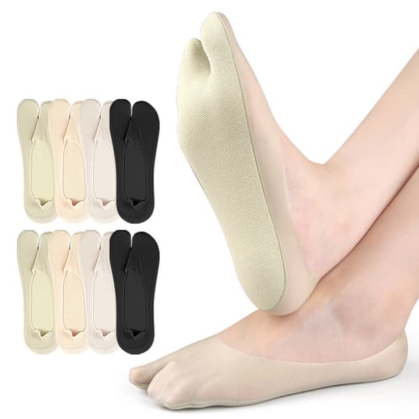 Ice Silk Split Toe No Show Socks - 4 Pairs Summer Socks