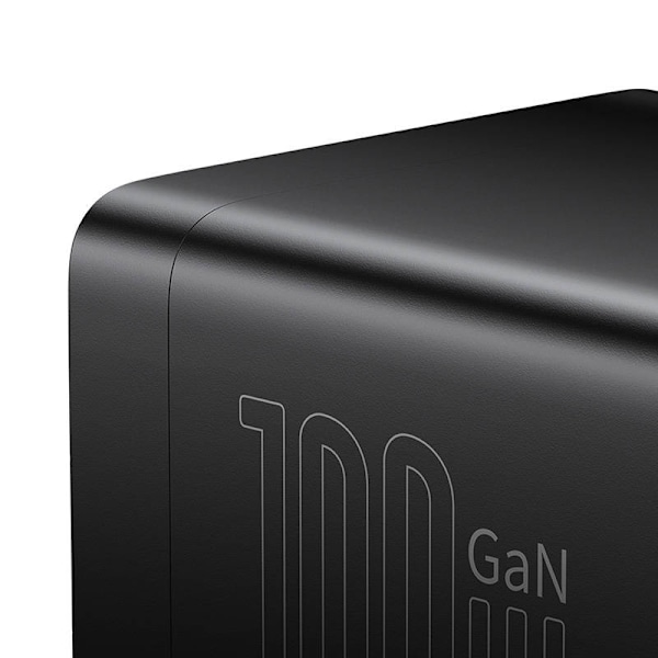 Baseus GaN3 Pro seinälaturi / virtajohto 2xUSB + 2xUSB-C + AC, 100W (musta)